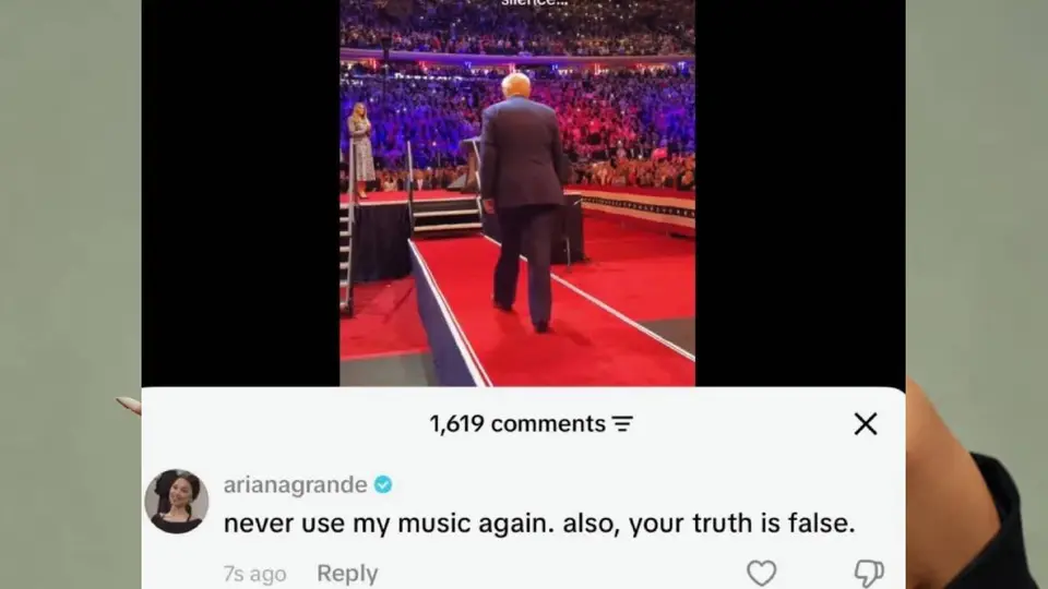 El tema “We Can’t Be Friends” fue retirado del video de Team Trump tras el reclamo de Ariana Grande./T:@arianagrande