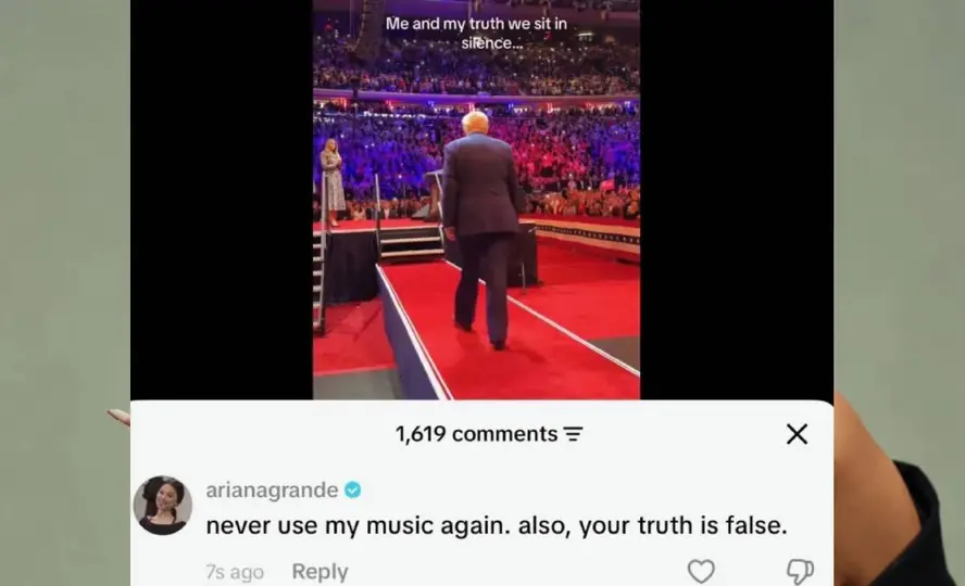 El tema “We Can’t Be Friends” fue retirado del video de Team Trump tras el reclamo de Ariana Grande./T:@arianagrande
