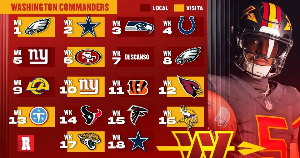 Calendario Washington Commanders 2026 l NFL