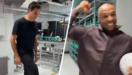 Roger Federer sorprende a Thierry Henry al completar increíble truco con un balón