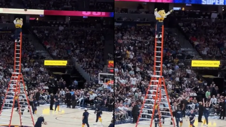 ¡Espectacular! Mascota de los Nuggets de la NBA se luce con impresionante canasta