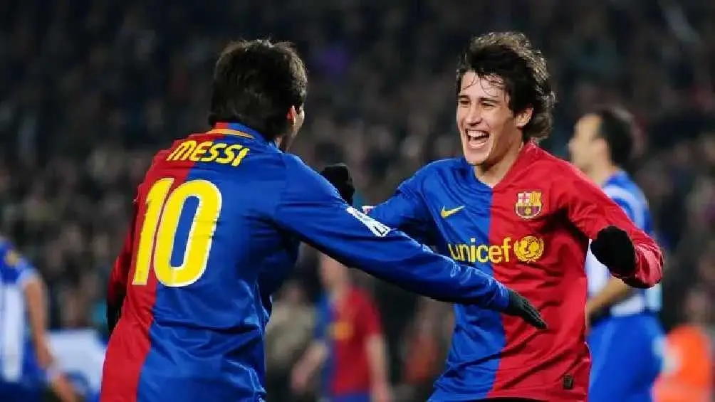 Messi festejando con Bojan