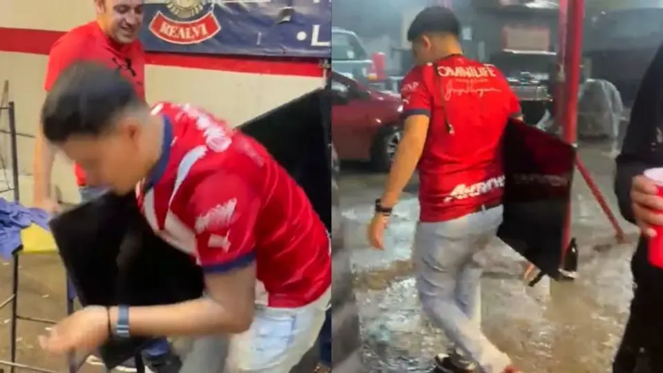 Aficionado de Chivas no aguantó y se llevó televisión tras derrota ante Tigres