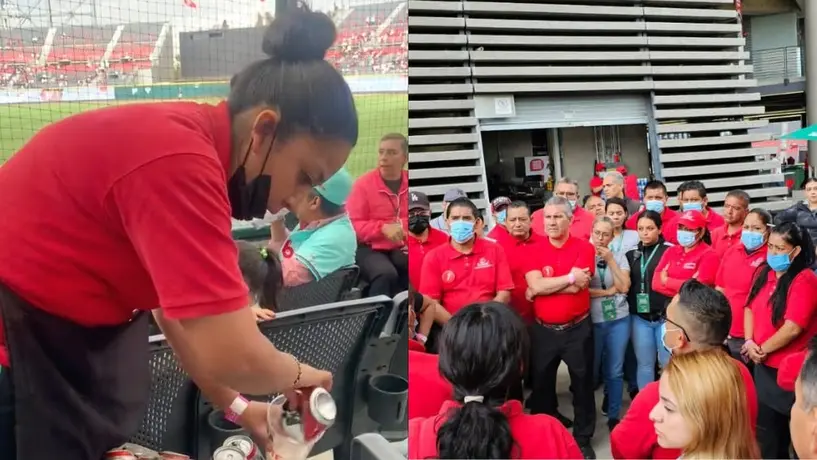 Cachan a vendedora de cerveza haciendo 'transa' en juego de los Diablos Rojos del México