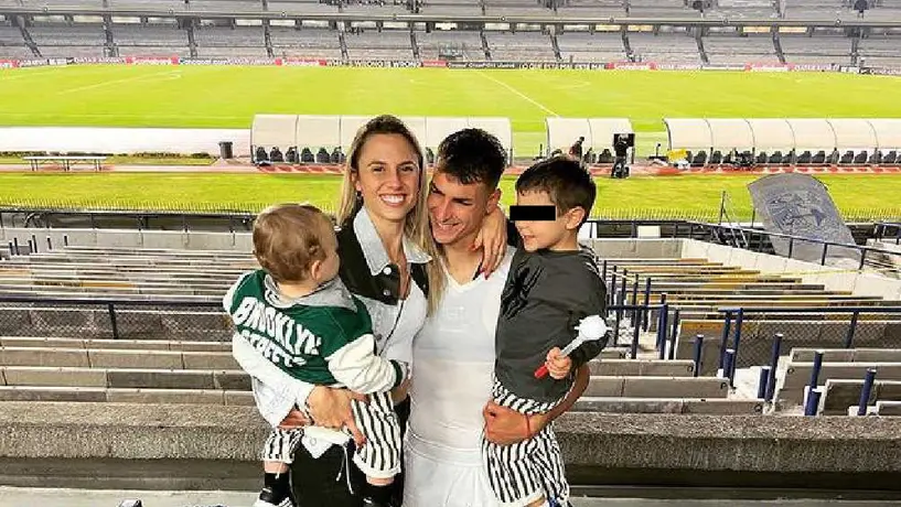 Dinenno le enseña a andar en bici a su hijo en el Estadio Olímpico Universitario