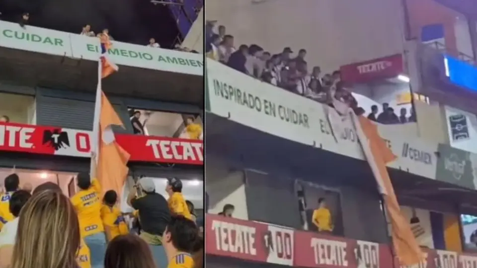 Aficionados de Rayados rompen lona del Estadio Universitario