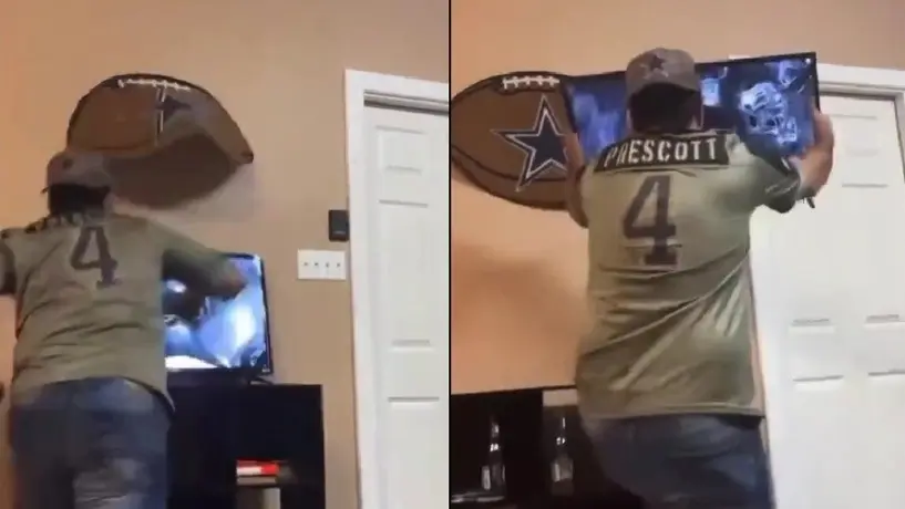 NFL: Aficionado explota y rompe su tv tras eliminación de Dallas ante San Francisco