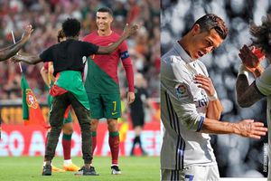 Cristiano Ronaldo revivió festejo que hacía con Marcelo con intruso en el Portugal-Bosnia