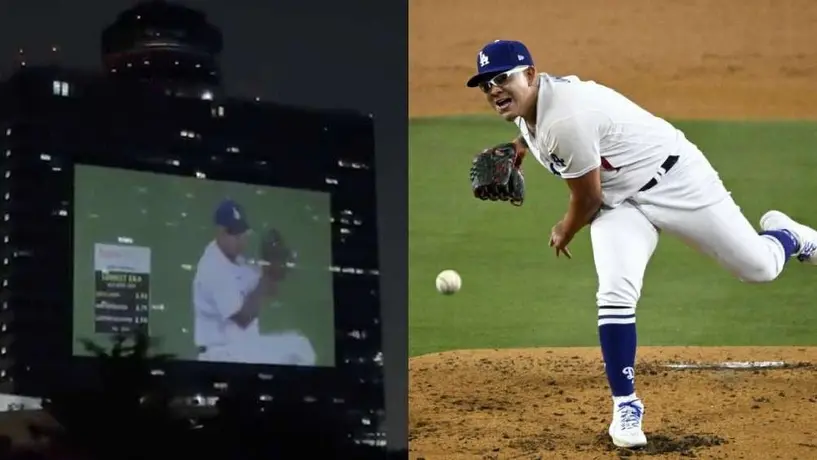 MLB: Apertura de Julio Urías de Opening Day es proyectada en pantalla gigante del WTC en CDMX