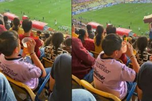 Niño es captado bebiendo cerveza en partido de la Liga de Expansión