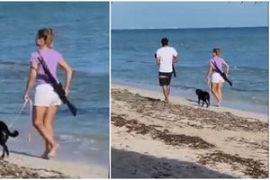 Extranjeros armados se pasean por la playa mexicana de Chicxulub, Yucatán