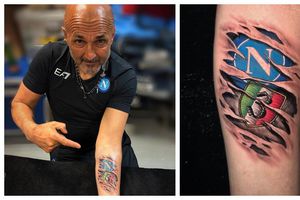 Luciano Spalletti se tatúa título del Napoli en la Serie A conseguido junto al Chucky Lozano