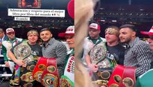 Alexis Vega subió al ring para celebrar con el Canelo Álvarez