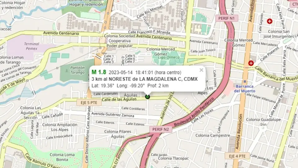 Se registra microsismo en la Magdalena Contreras este domingo 14 de mayo