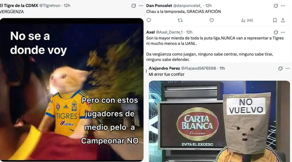 Afición de Tigres Molesta tras la derrota 2-0 Jornada 13 l Captura X