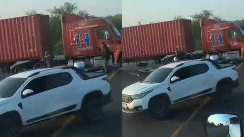 Los conductores fueron amenazados con armas largas para entregar sus camiones o autos / Especial