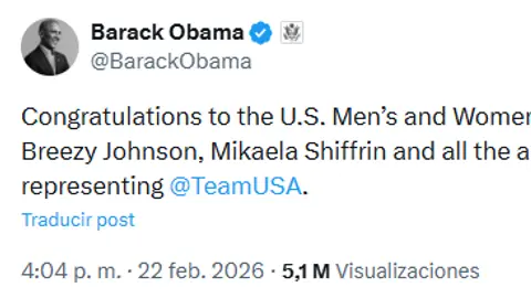 Felicitación de Obama en redes sociales | Captura de X