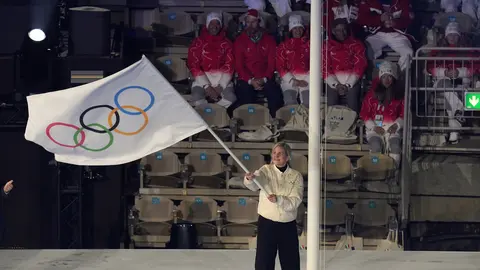 La presidenta del COI, Kirsty Coventry, en la ceremonia de clausura. | AP