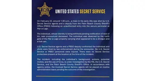 Autoridades del condado de Palm Beach y el Servicio Secreto desplegaron un operativo de seguridad tras la intrusión./ X