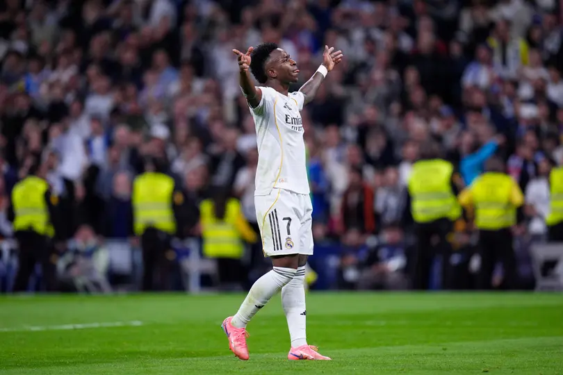 Vinicius celebrando en el Derbi Madrileño l AP