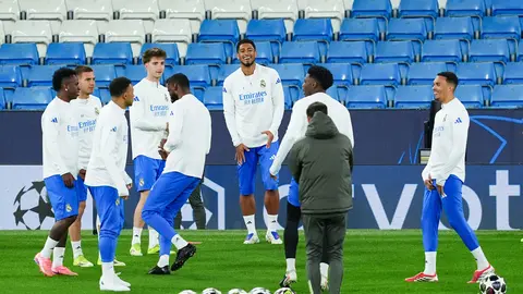 Jugadores del Real Madrid en la previa de un juego l AP