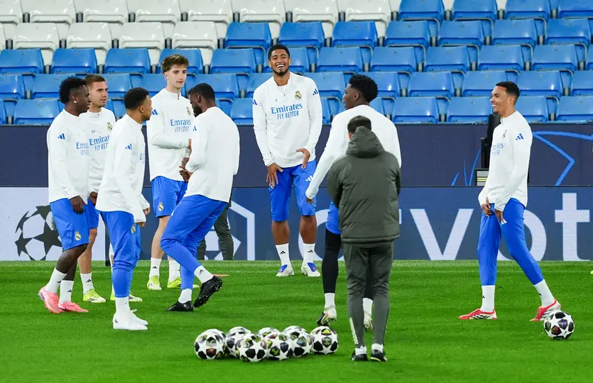 Jugadores del Real Madrid en la previa de un juego l AP