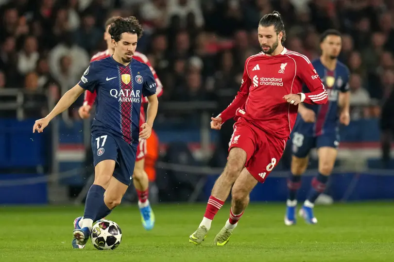 Vitinha en el partido de PSG contra Liverpool en Champions League | AP