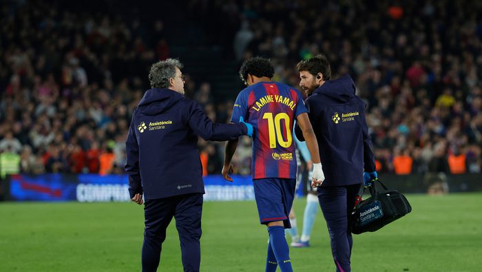 Lamine Yamal se retira lesionado en el partido de Barcelona contra Celta de Vigo | AP