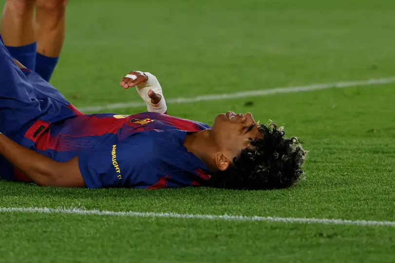 Lamine Yamal lesionado en el partido de Barcelona contra Celta de Vigo | AP