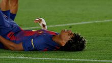 Lamine Yamal lesionado en el partido de Barcelona contra Celta de Vigo | AP