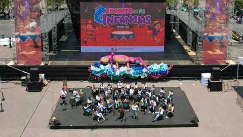 El Zócalo de la CDMX será escenario del “Zocalito de las Infancias 2026” con actividades gratuitas para niñas y niños del 24 al 26 de abril ./ @ClaraBrugadaM