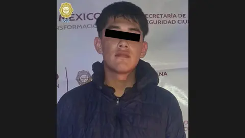“Angelito MJ”, de 18 años, fue detenido tras ser identificado como el joven que disparó un arma de fuego en Paseo de la Reforma. / SSC