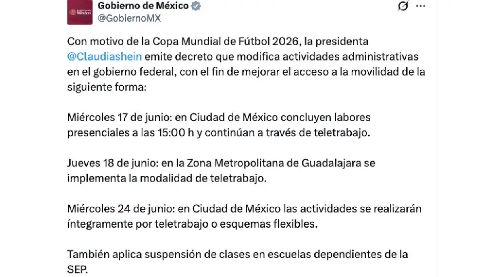 Las escuelas públicas y privadas incorporadas al Sistema Educativo Nacional en la CDMX suspenderán actividades el día del México vs Chequia./ Captura de pantalla
