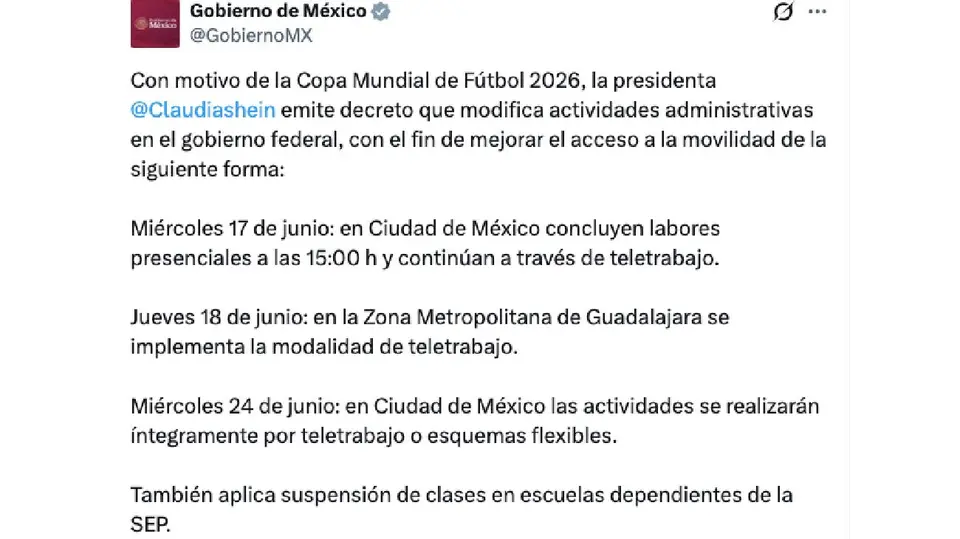 Las escuelas públicas y privadas incorporadas al Sistema Educativo Nacional en la CDMX suspenderán actividades el día del México vs Chequia./ Captura de pantalla