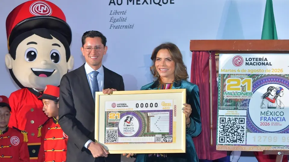 Lotería Nacional celebra el Bicentenario de las Relaciones Diplomáticas entre México y Francia con billete conmemorativo