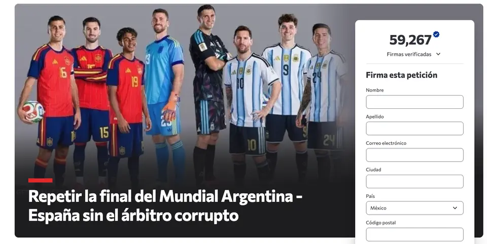 La petición en change.org