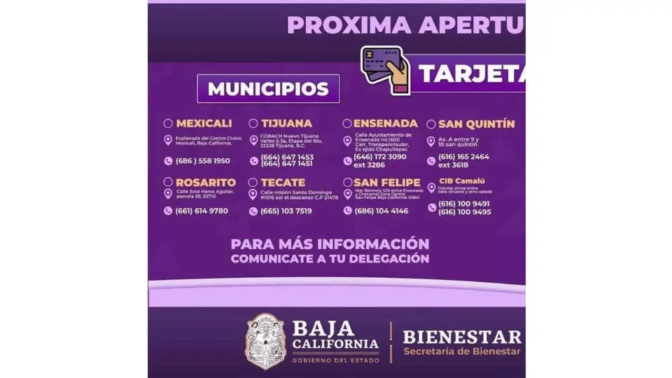La convocatoria de la Tarjeta Violeta Bienestar está dirigida a mujeres de entre 18 y 59 años que sean jefas de familia y residan en Baja California./ Gobierno Baja California