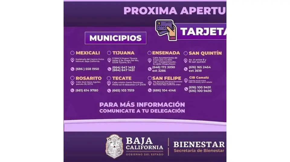 La convocatoria de la Tarjeta Violeta Bienestar está dirigida a mujeres de entre 18 y 59 años que sean jefas de familia y residan en Baja California./ Gobierno Baja California