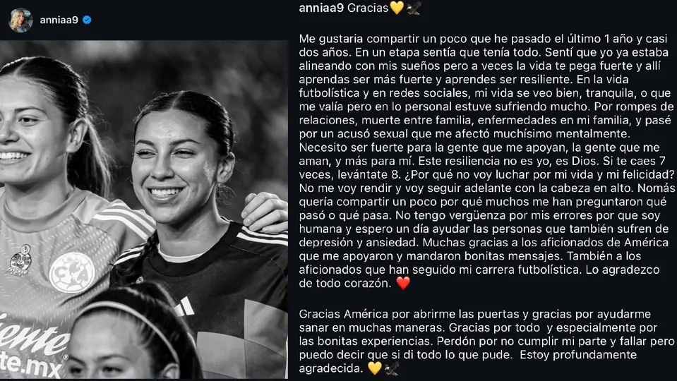 El mensaje de Annia Mejía | Captura de pantalla