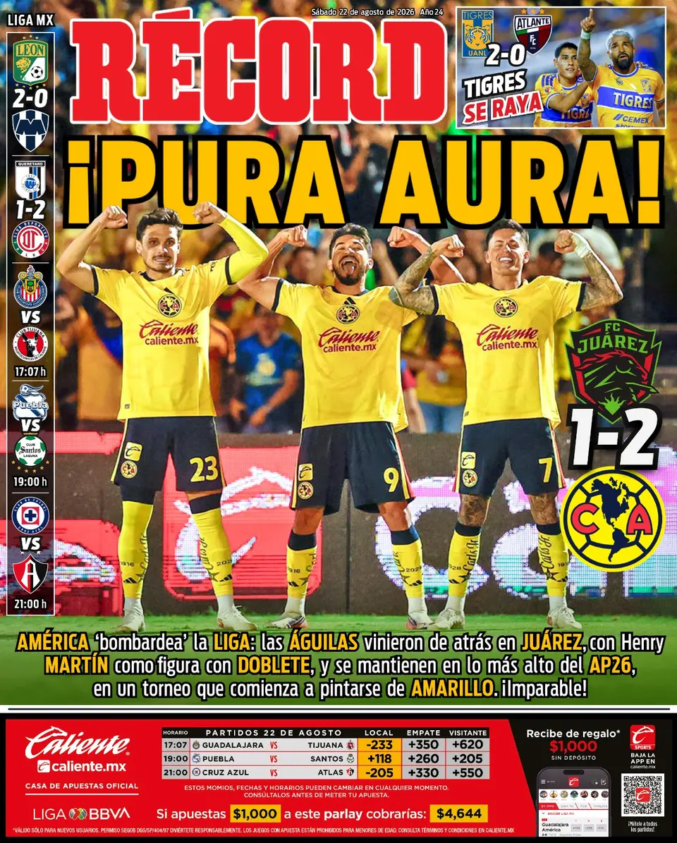 Portada RÉCORD 22 de Agosto de 2026