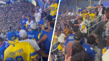 Bronca entre aficionados de Rams y Giants es captada en pleno el partido