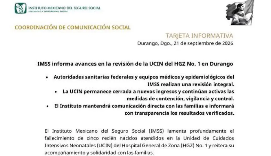Equipos de epidemiología y Cofepris revisan las condiciones del hospital / @IMMS