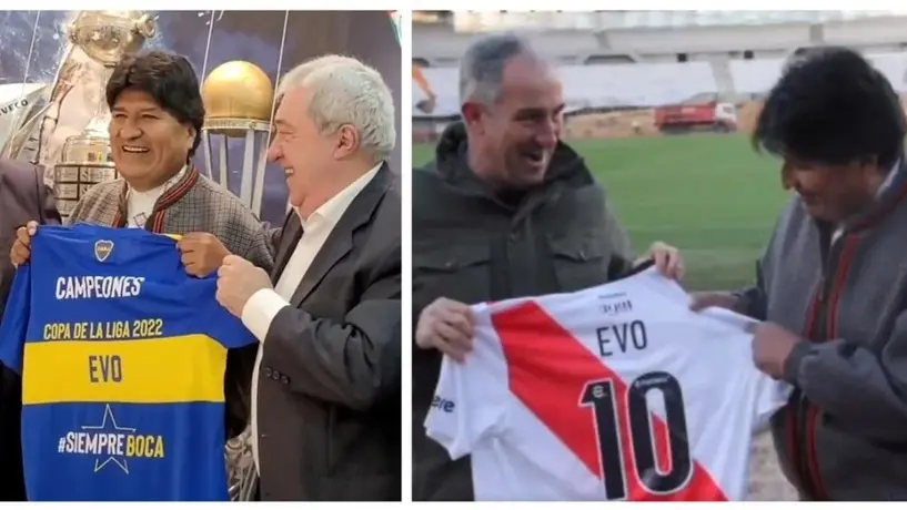 Evo Morales, expresidente de Bolivia, visitó a River y Boca el mismo día