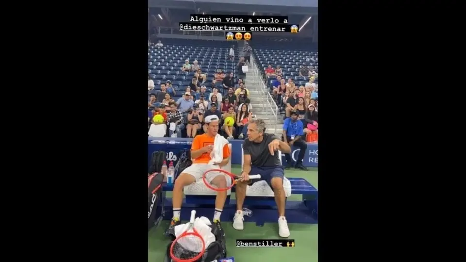 US Open: Ben Stiller sorprendió a Schwartzman en su entrenamiento