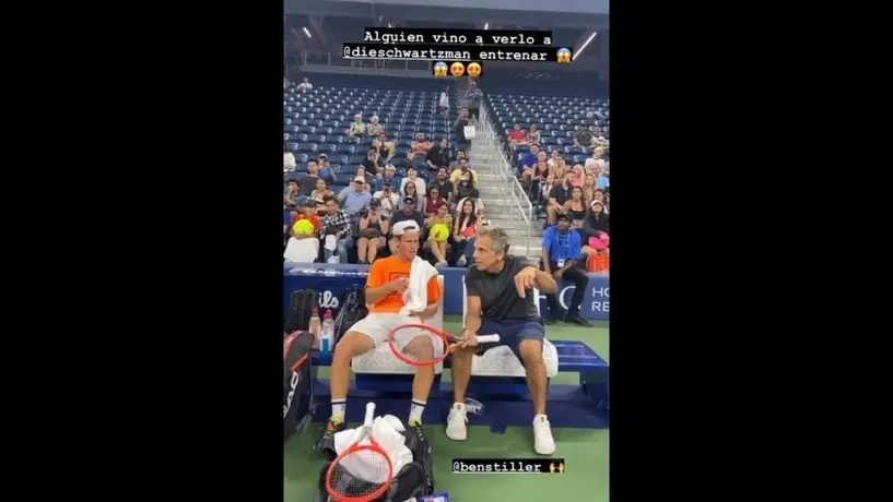 US Open: Ben Stiller sorprendió a Schwartzman en su entrenamiento
