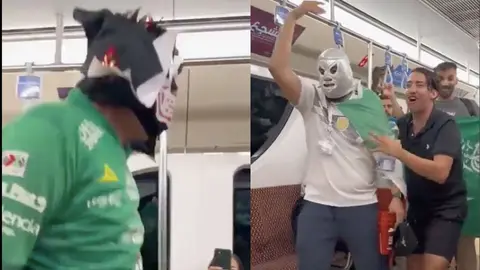 Qatar 2022: 'La Parka' y 'El Hijo del Santo' protagonizan pelea en el metro de Doha