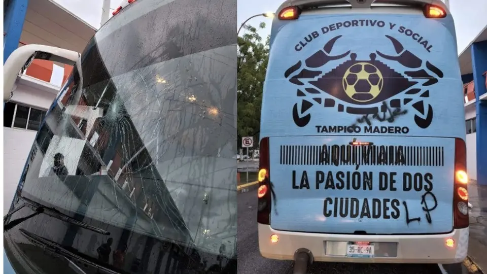 Aficionados de Correcaminos vandalizaron el autobús del Tampico Madero