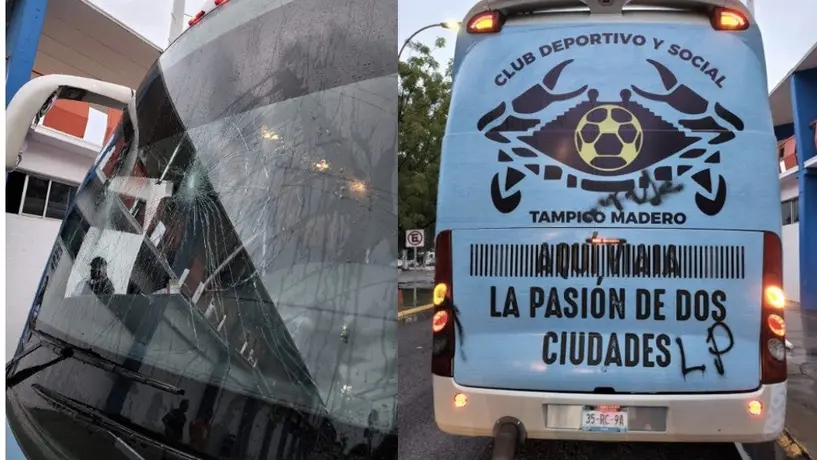 Aficionados de Correcaminos vandalizaron el autobús del Tampico Madero