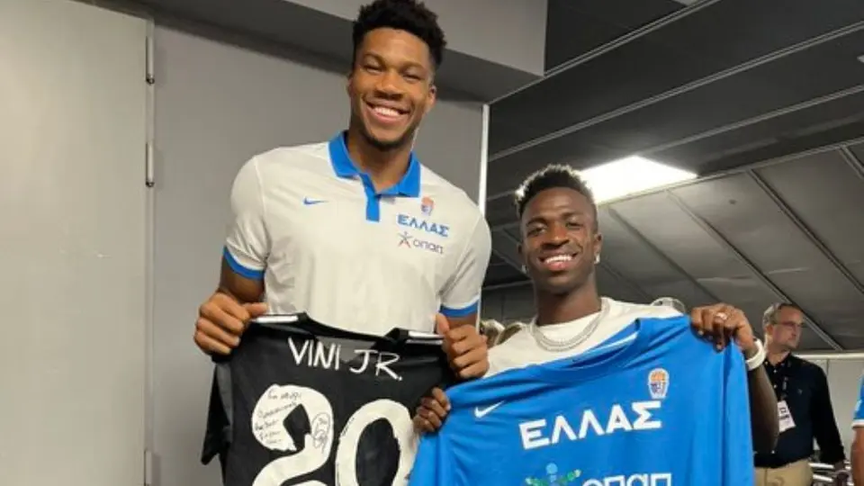 Vinicius Jr. y Giannis Antetokoumpo se encontraron en Madrid