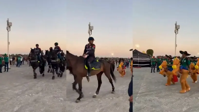 Qatar 2022: Aficionados mexicanos ‘se suman’ a la Policía montada qatarí